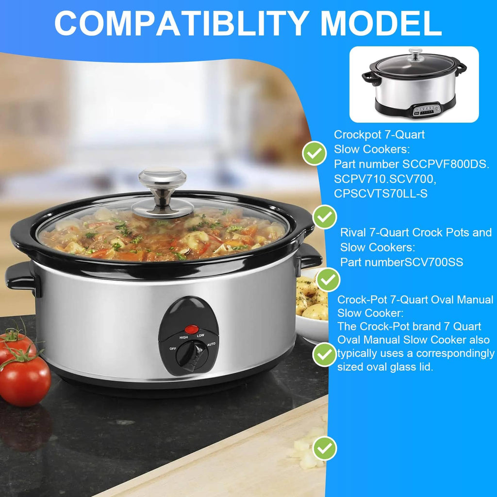 Oval Glass Lid 7 Quart Slow Cooker Replacement T5416
