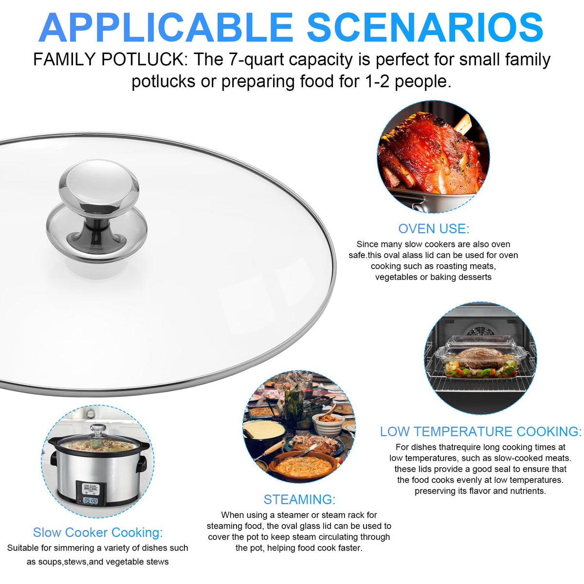 Oval Glass Lid 7 Quart Slow Cooker Replacement T5416