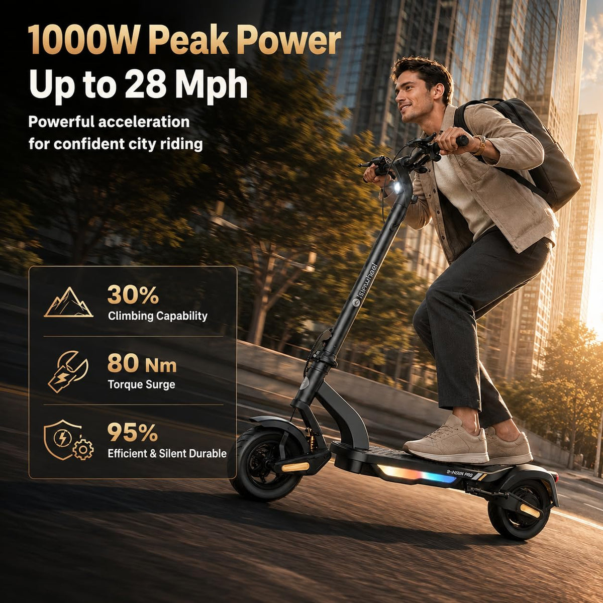 Electric Scooter, 28 MPH, 1000W, 38-Mile Range L79852