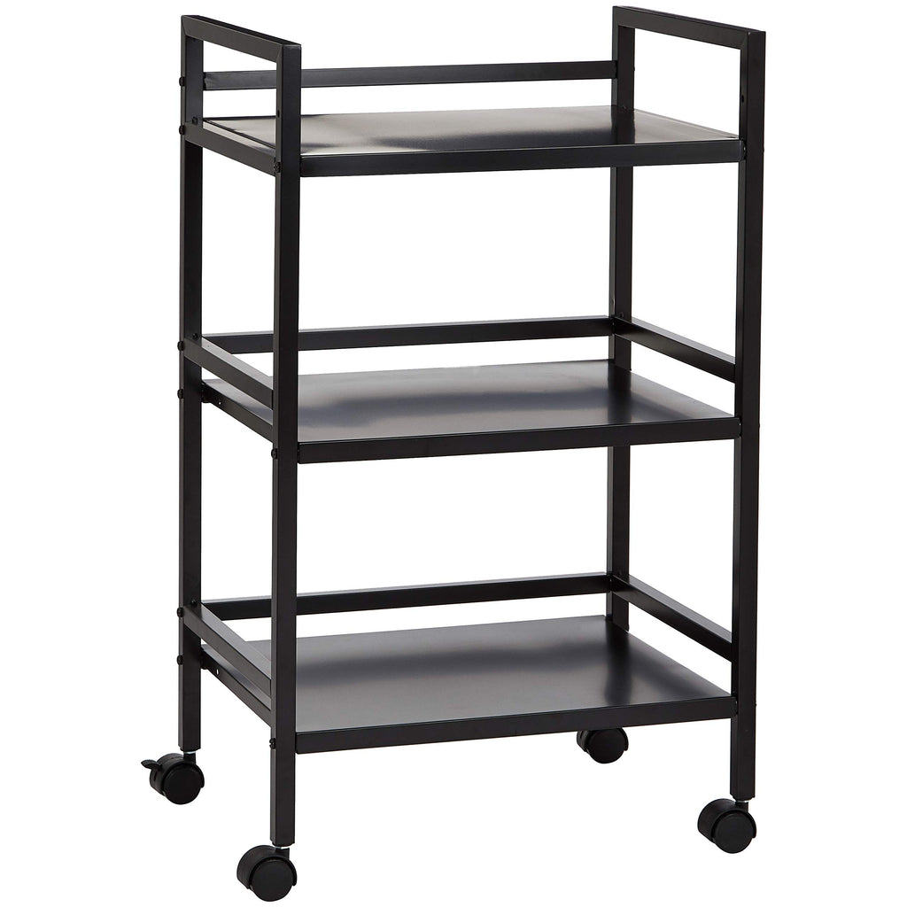 3-Tier Black Metal Rolling Utility Cart D812
