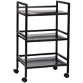 3-Tier Black Metal Rolling Utility Cart D812