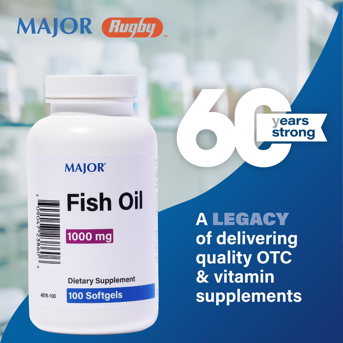 Omega-3 Fish Oil Supplement 1000mg 100 Softgels R268190