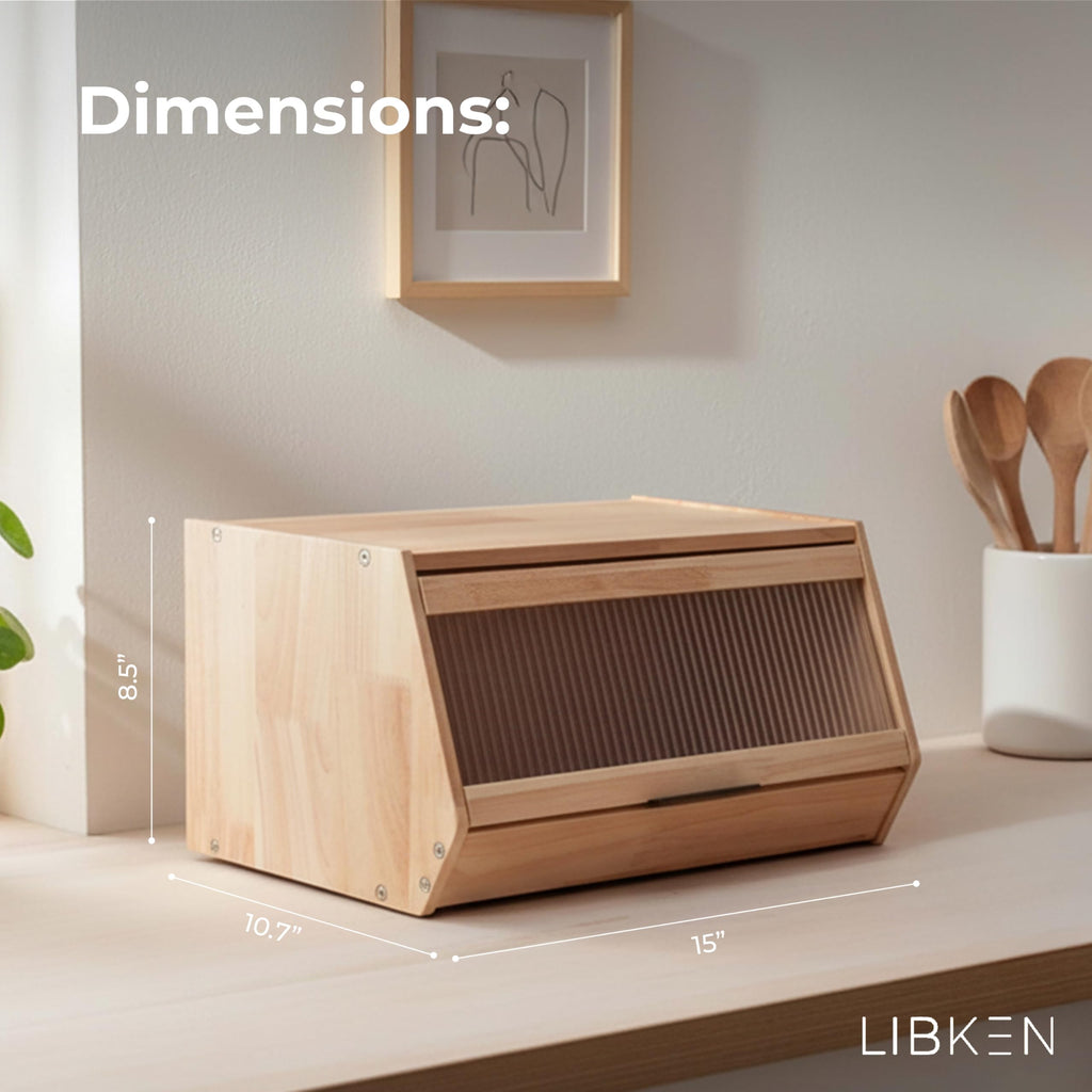Wooden Bread Box with Plastic Lid A127055
