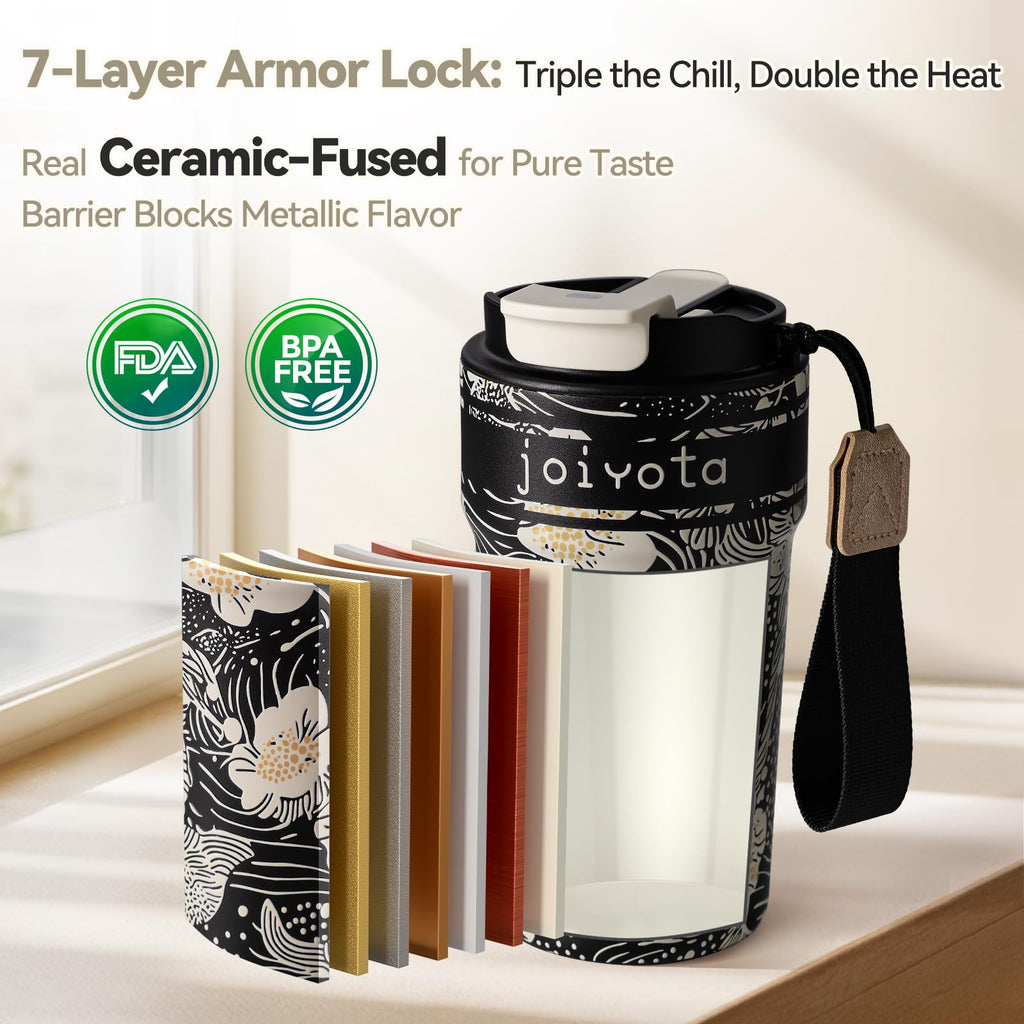 20oz Insulated Stainless Steel Ceramic Lined Coffee Tumbler with Lid and Straw B90801