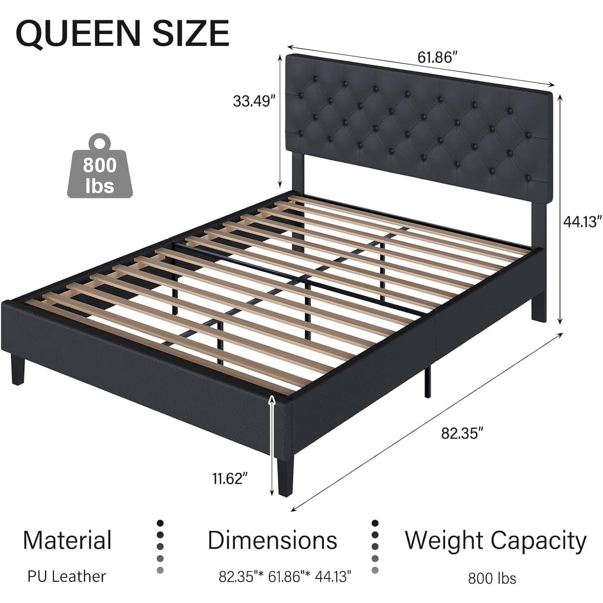 Queen Faux Leather Bed Frame with Headboard G225145