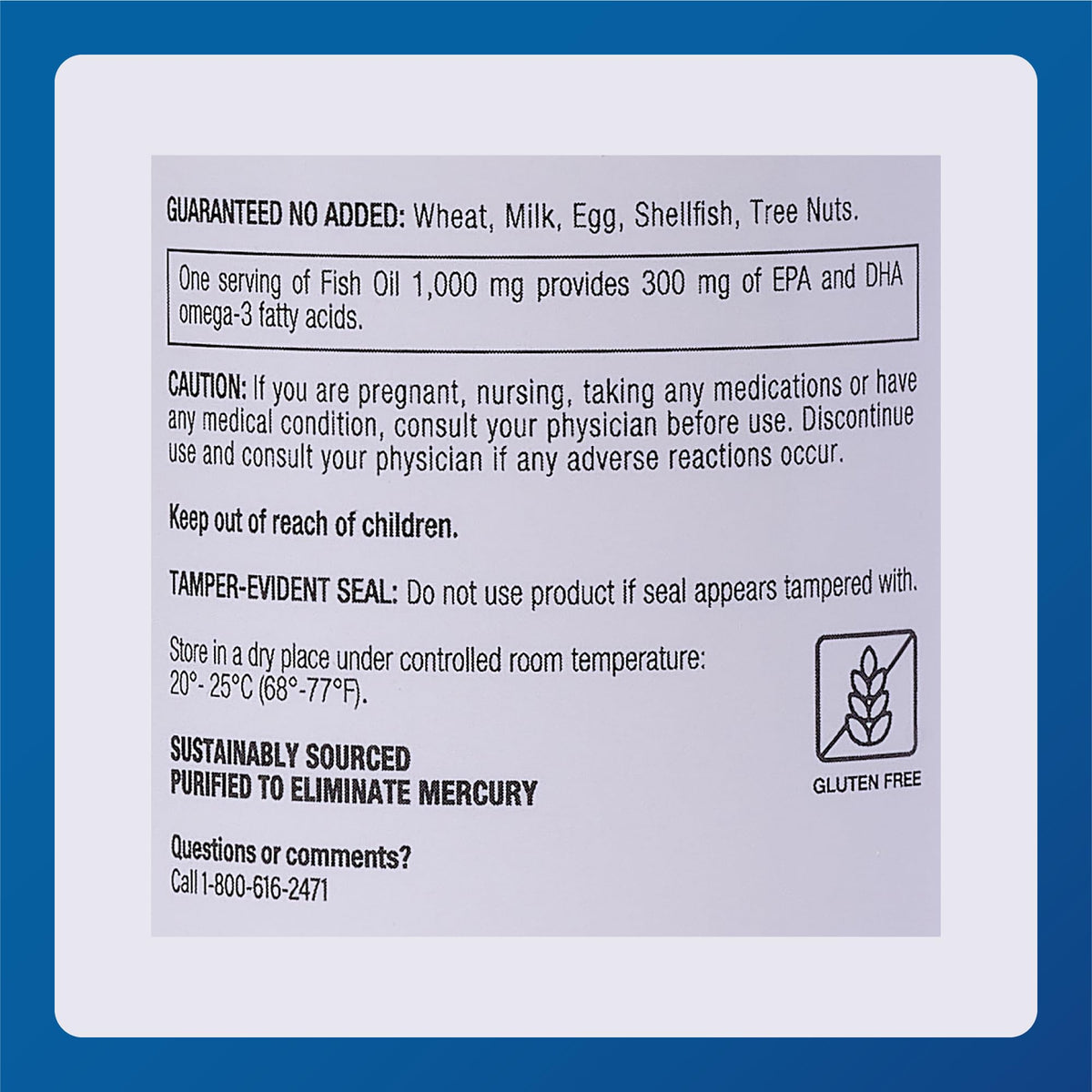Omega-3 Fish Oil Supplement 1000mg 100 Softgels R268190