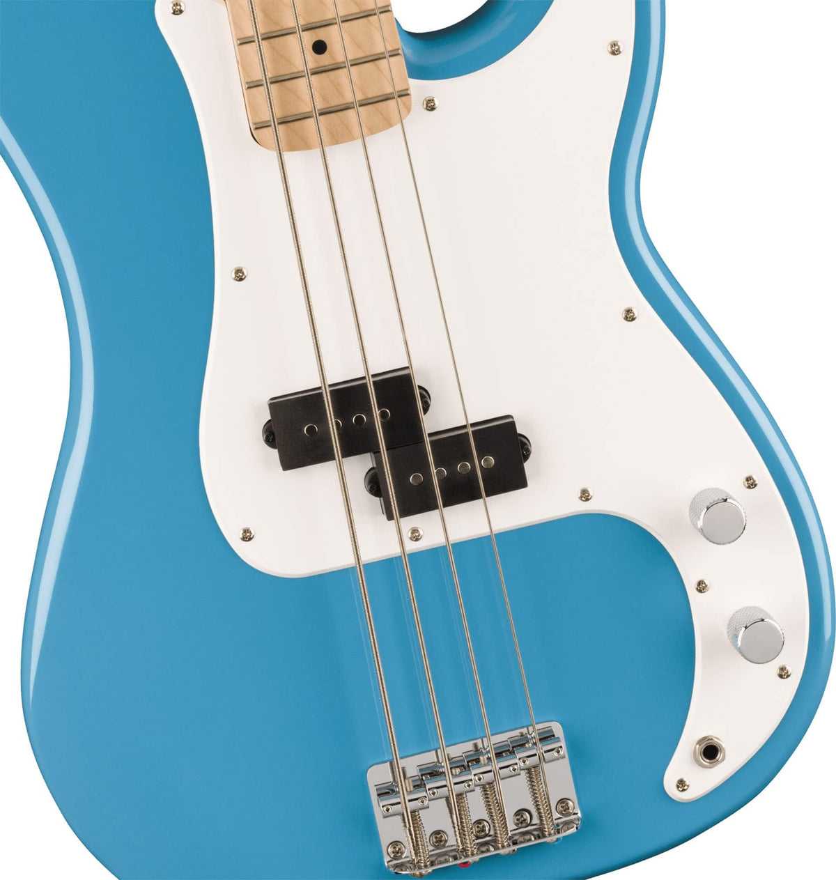 California Blue Precision Bass Guitar Bundle with Headphone Amp, Cable, Tuner, Strap Y596