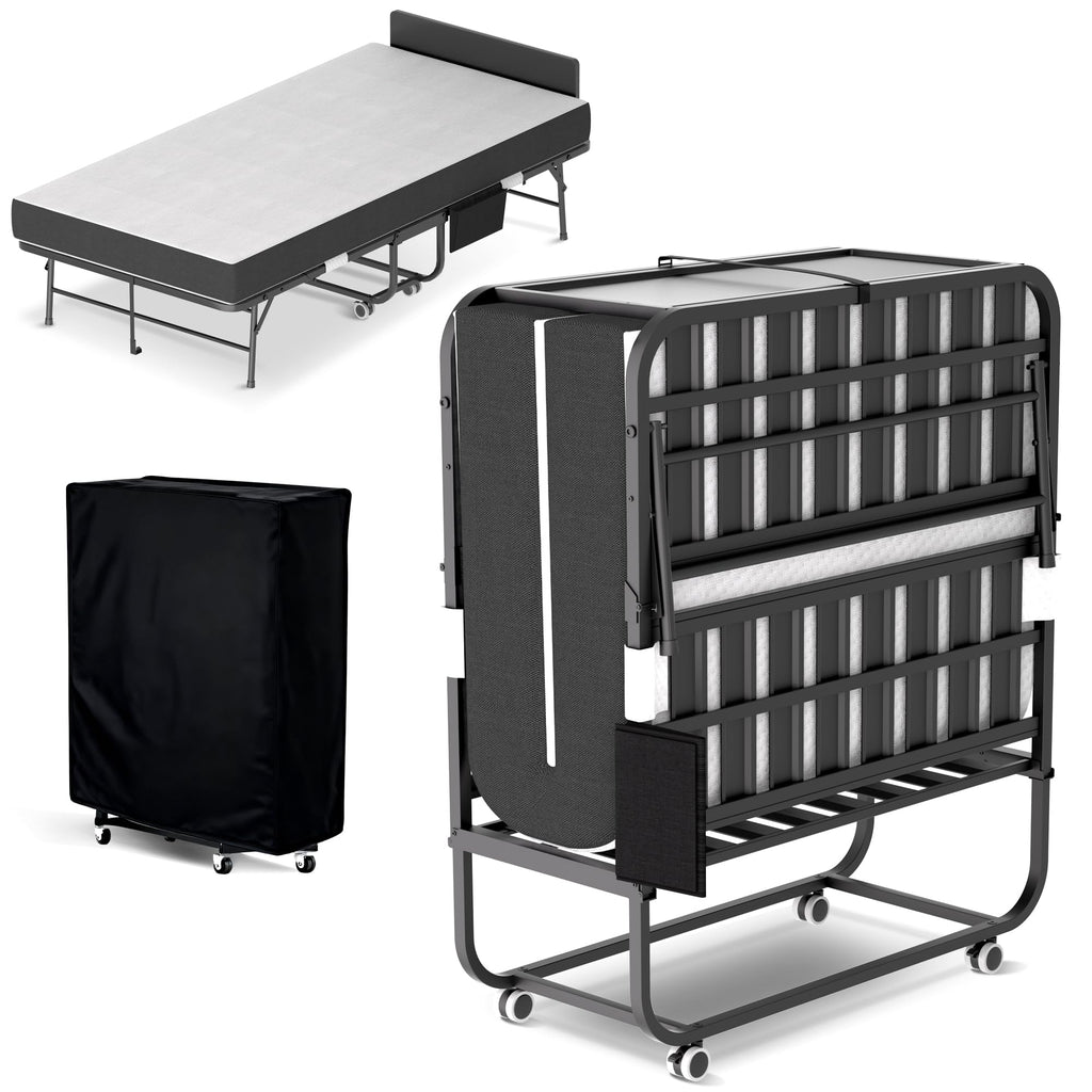 Folding Bed with Mattress, 5-Inch Memory Foam, 500lbs Capacity, Metal Frame W81969