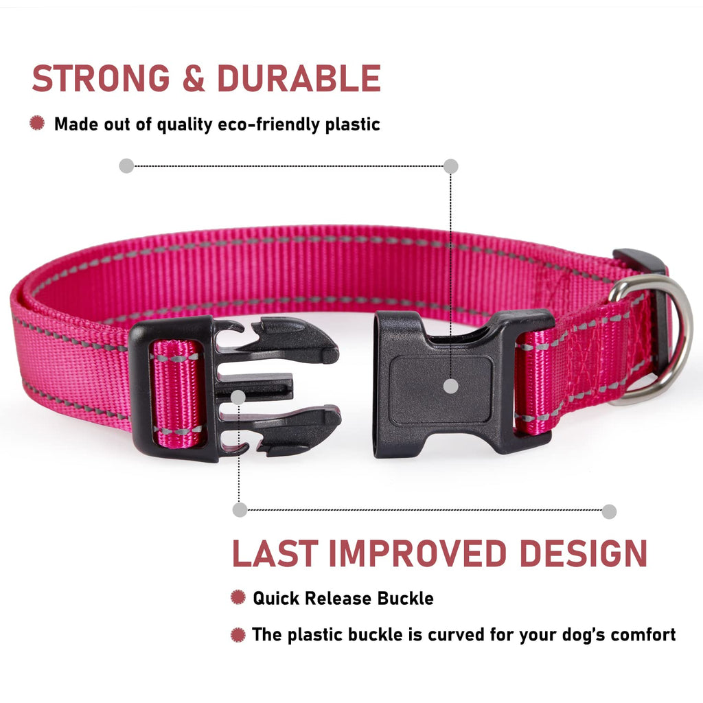 Reflective Adjustable Pink Dog Collar W149039