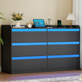 Black Dresser with Power Outlet and LED Lights L7749