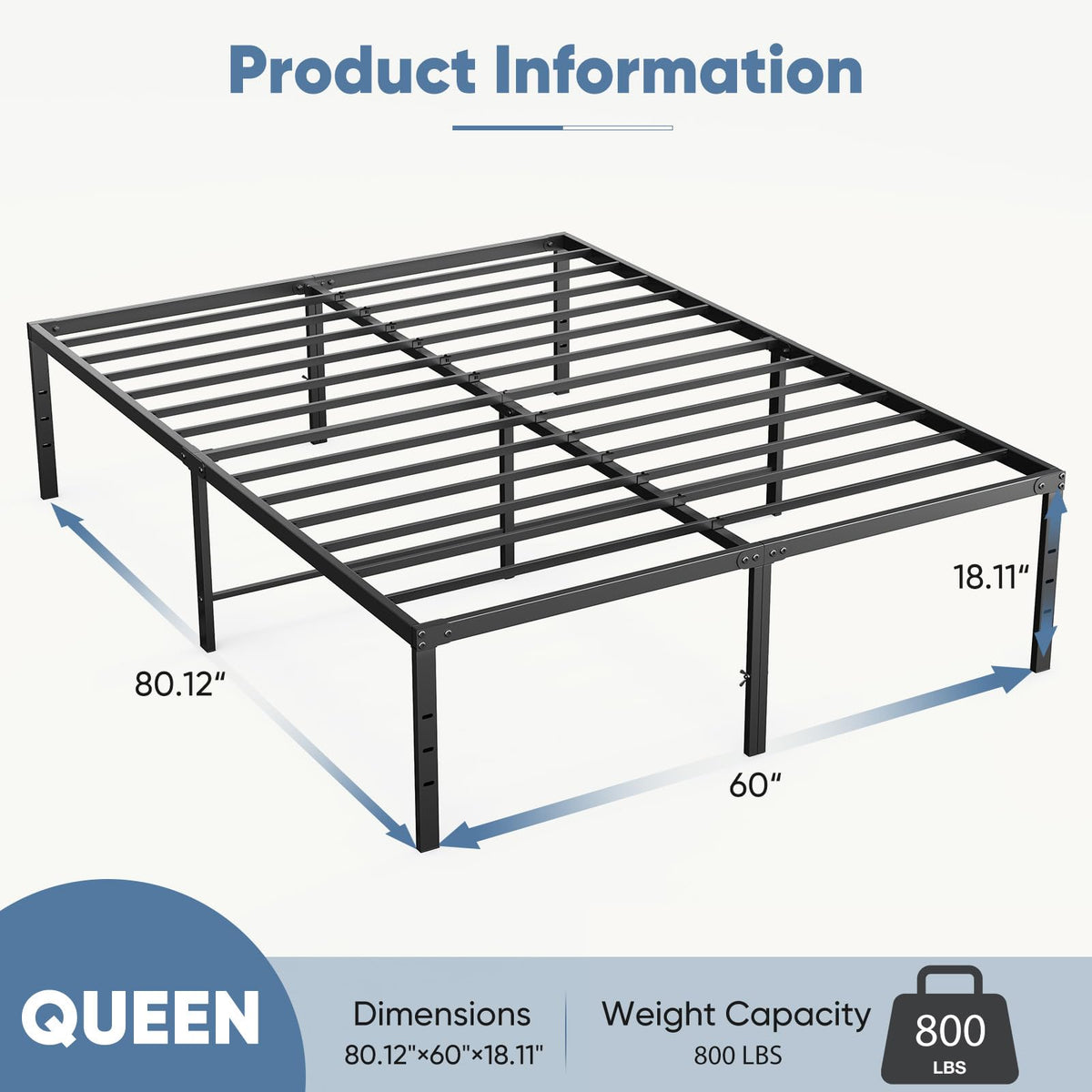 Queen 18 Inch Metal Platform Bed Frame Q80269