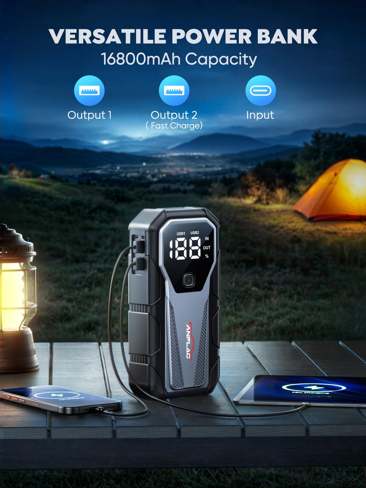 6000A 12V Portable Jump Starter with LED Display W59304