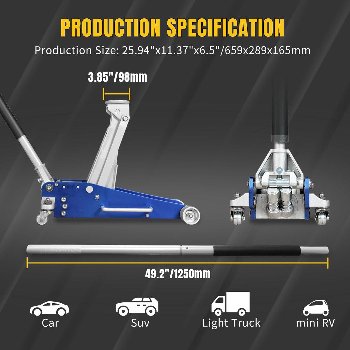 2.5 Ton Aluminum and Steel Floor Jack H6413