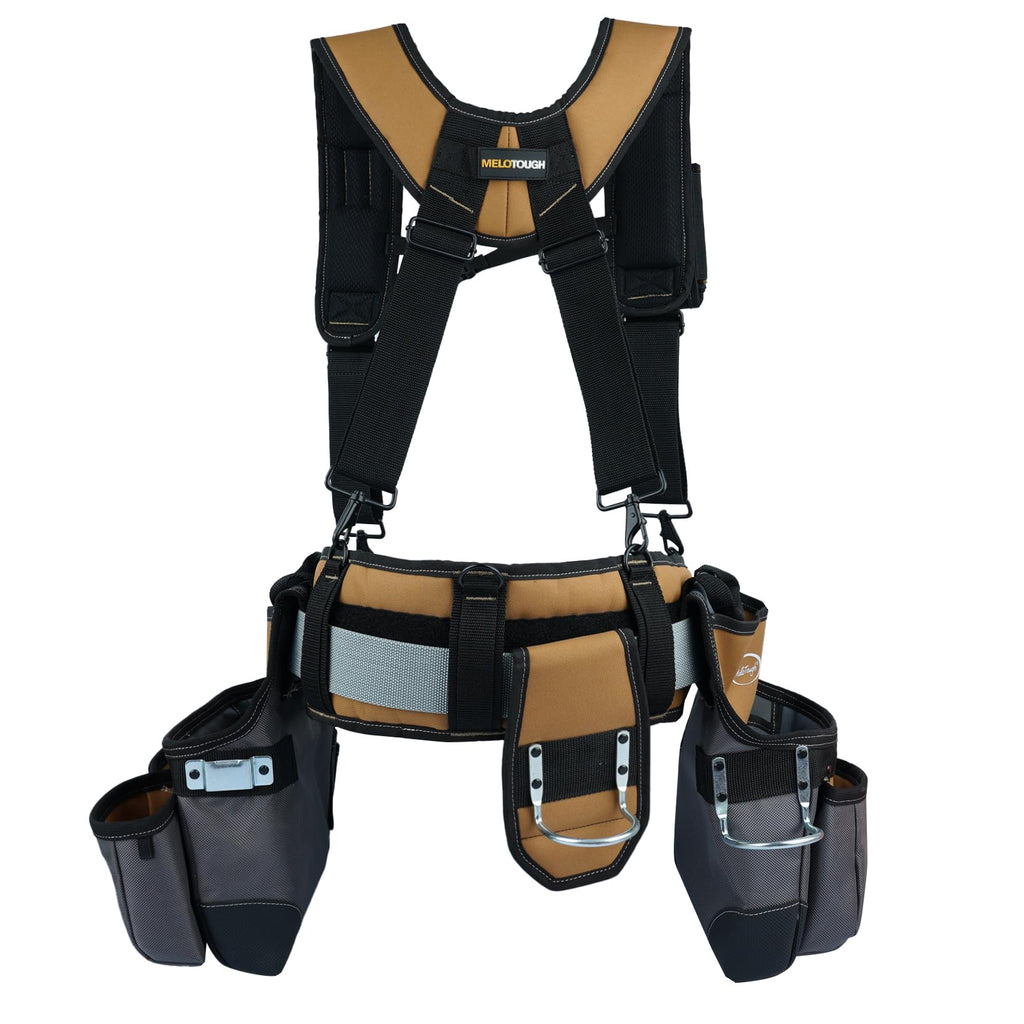 Khaki 28-Pocket Tool Belt and Suspenders K843