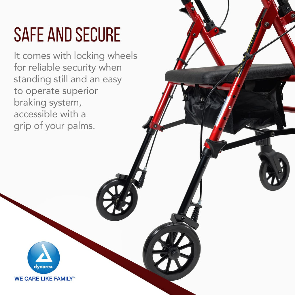 Foldable Aluminum Rollator with Adjustable Seat and Detachable Caster, Red P832099