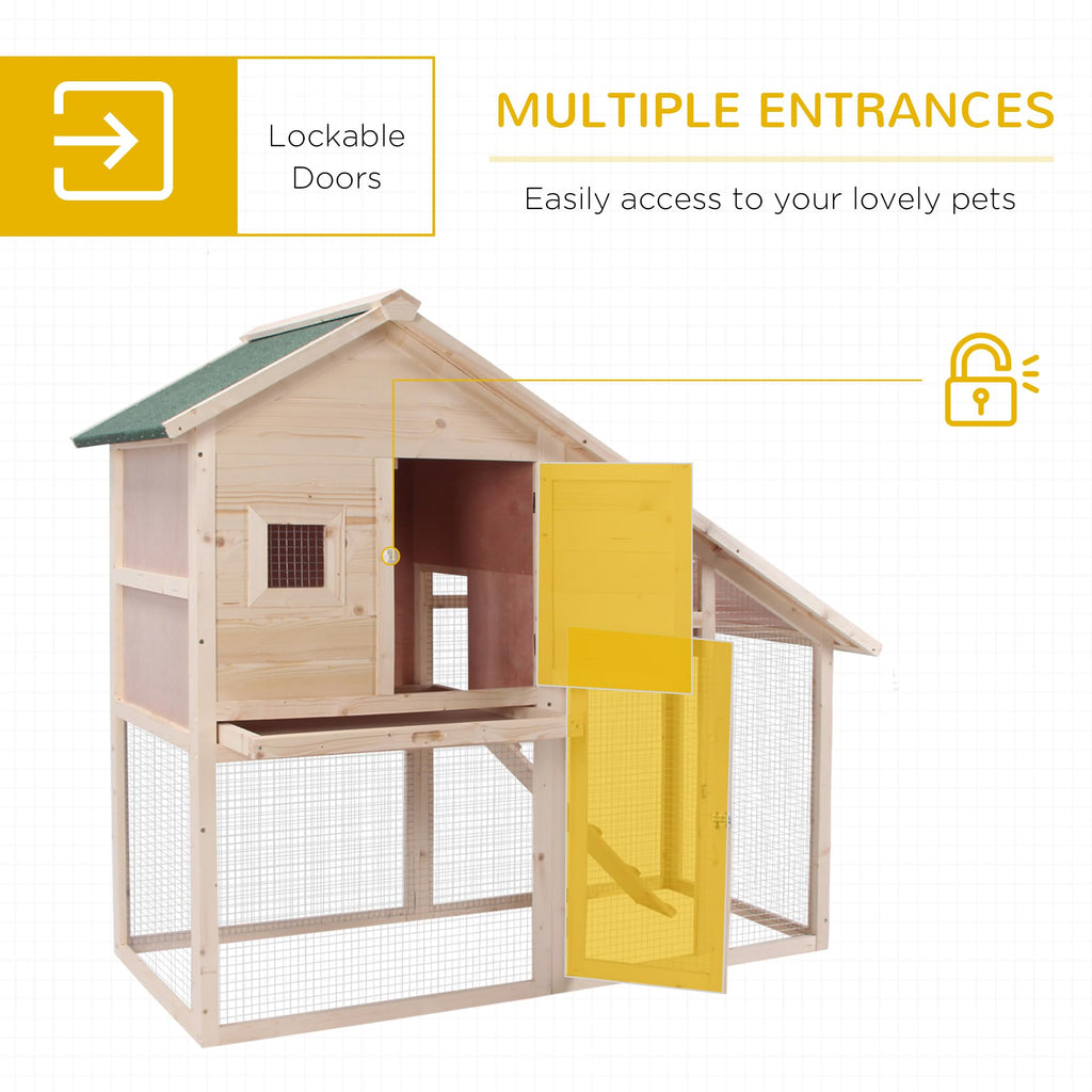 55" 2-Tier Wooden Rabbit Hutch with Ramp P749