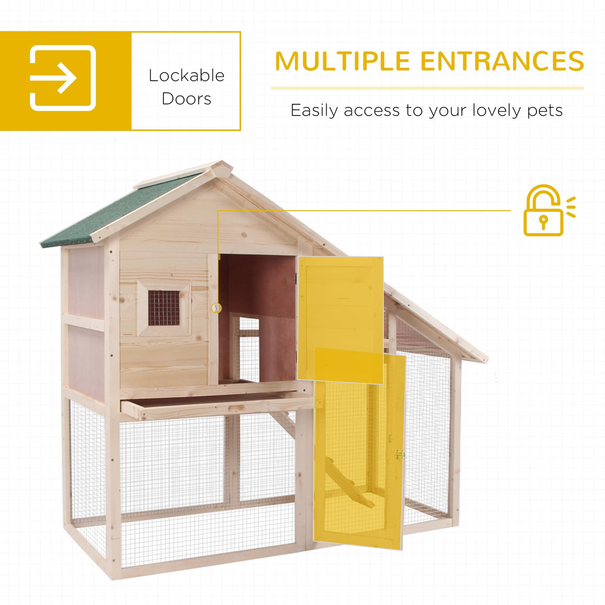 55" 2-Tier Wooden Rabbit Hutch with Ramp P749