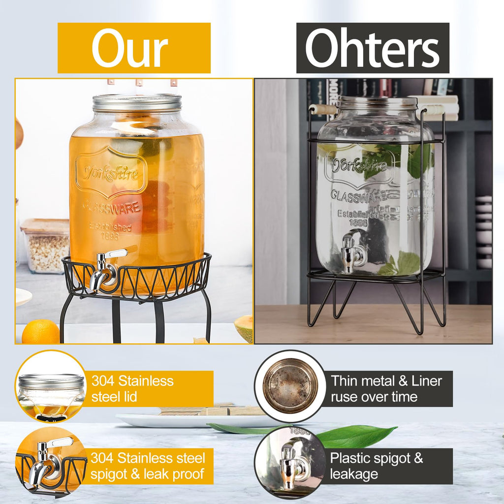 2 Gallon Glass Beverage Dispenser with Stand & Fruit Infuser L21190