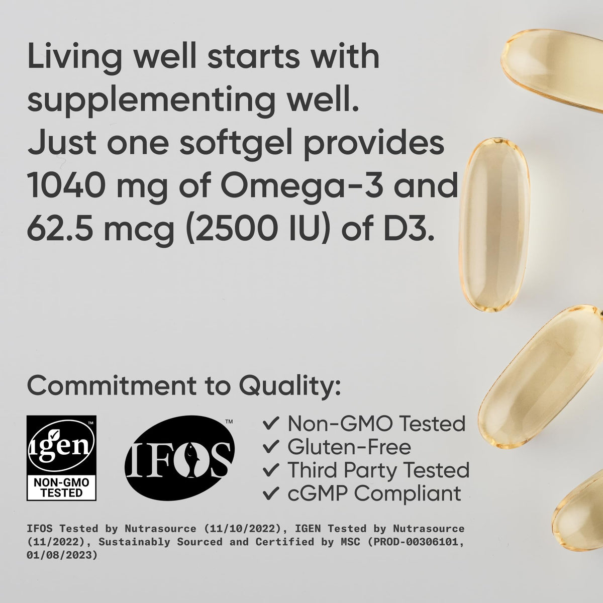 Omega-3 Fish Oil 1250mg + D3 2500iu, 120 Count H233135