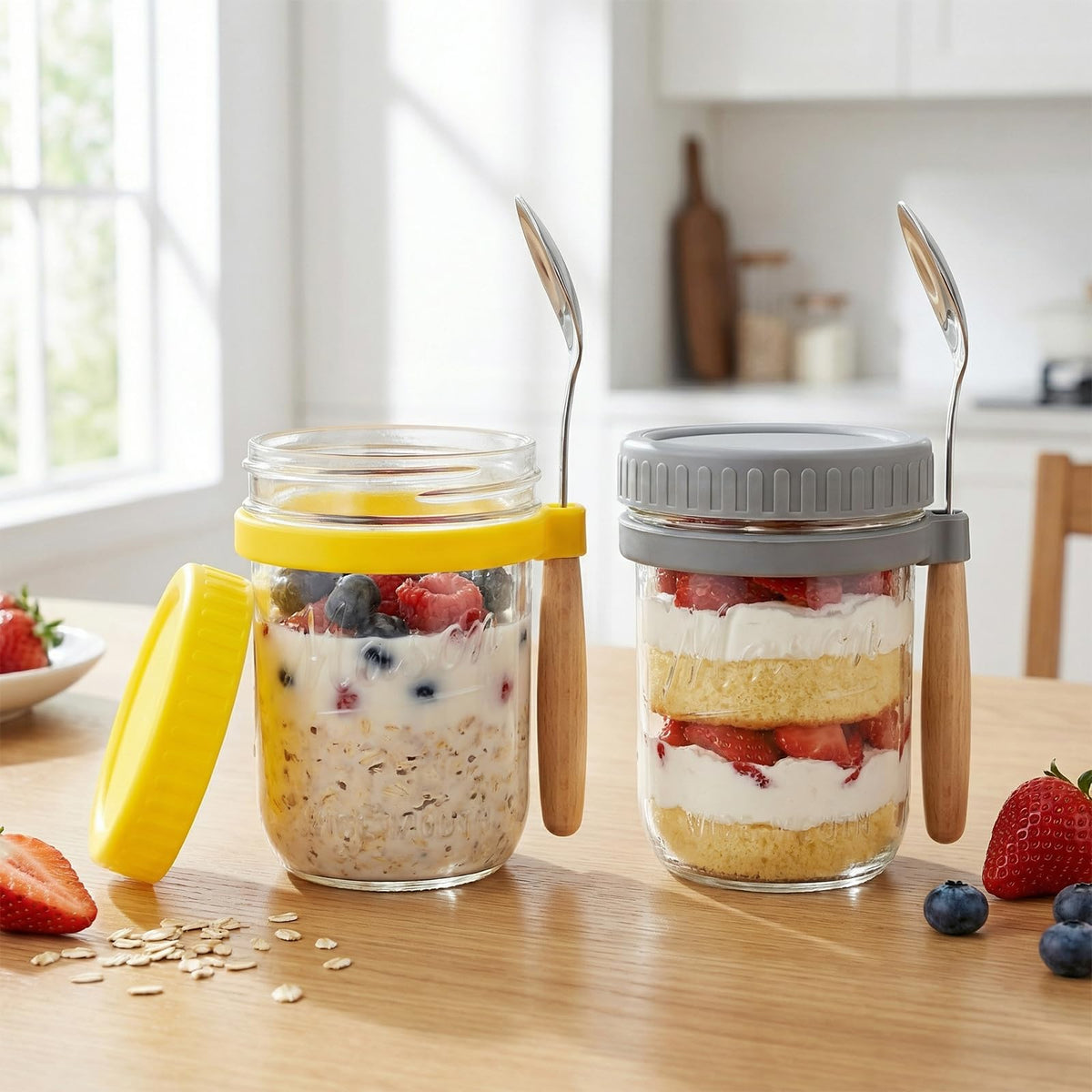 16oz 6-Pack Wide Mouth Glass Mason Jars with Airtight Lids U118