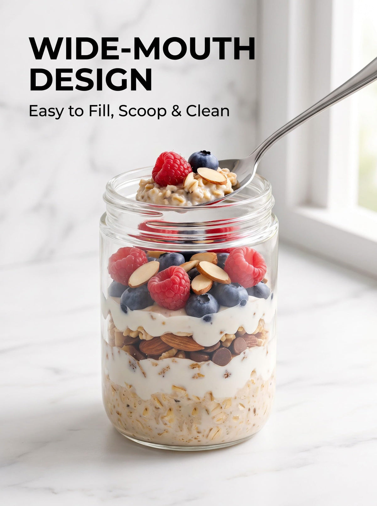 16oz 12-Pack Glass Overnight Oats Jars with Airtight Lids J5575