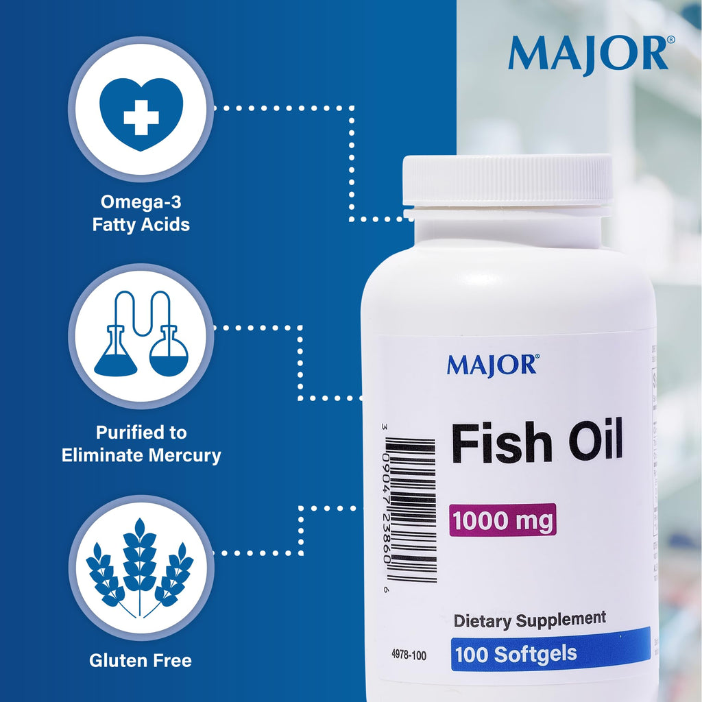 Omega-3 Fish Oil Supplement 1000mg 100 Softgels R268190