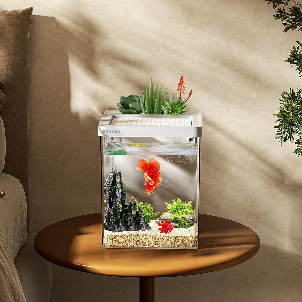 Smart Betta Fish Tank 1.5 Gallon Aquarium with Filter LED Light Q23579