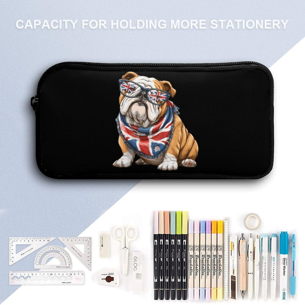 English Bulldog UK Flag Backpack with Lunch Box Pencil Case Q12329