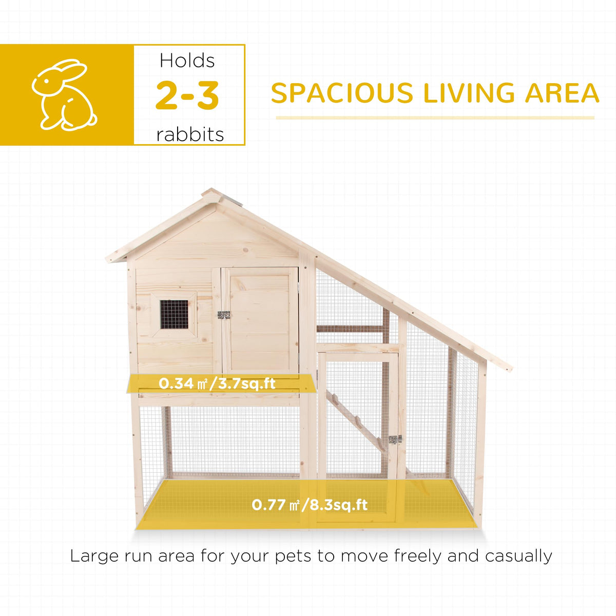 55" 2-Tier Wooden Rabbit Hutch with Ramp P749