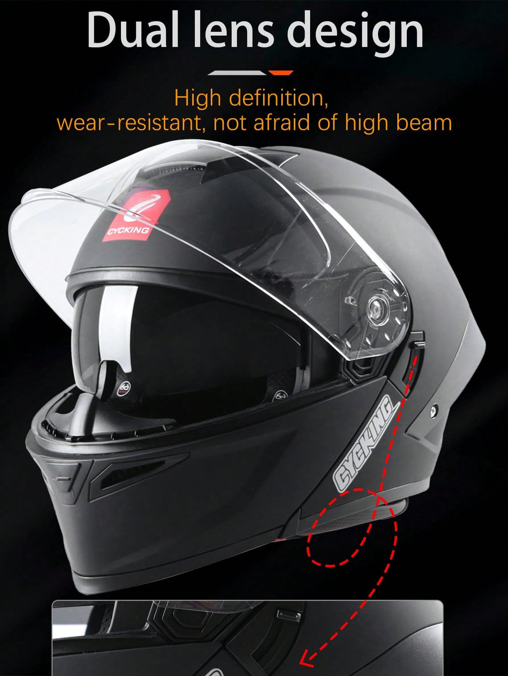 Modular Flip Up Full Face Motorcycle Helmet with Dual Visor Y449548