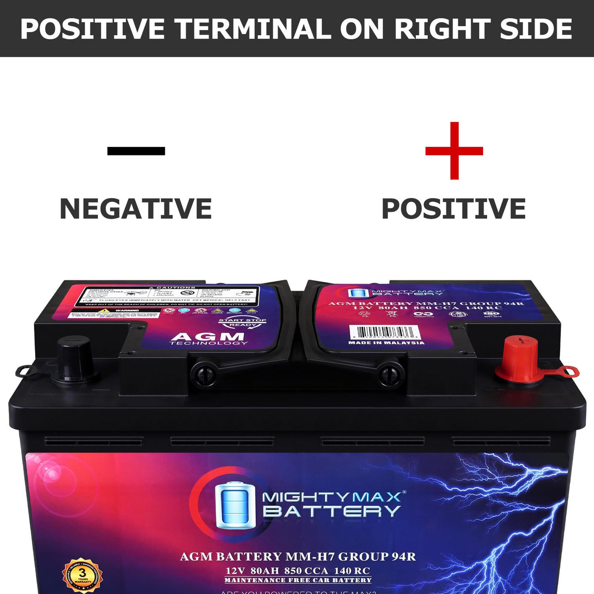 12V 80AH 850 CCA Replacement Battery L12220