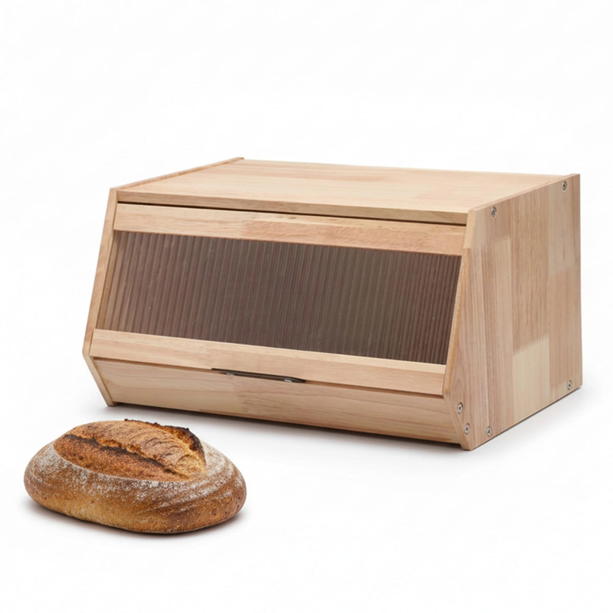 Wooden Bread Box with Plastic Lid A127055
