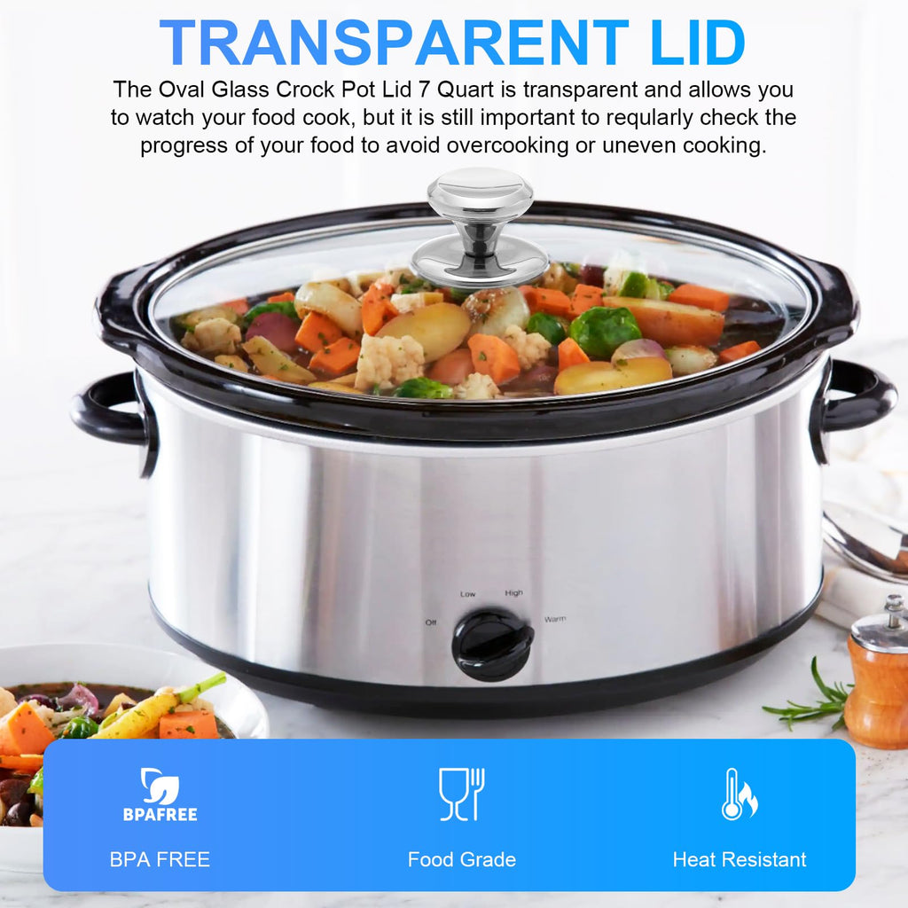 Oval Glass Lid 7 Quart Slow Cooker Replacement T5416