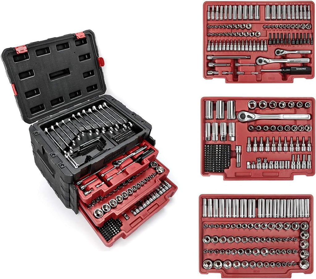 450-Piece Drive Socket Set 1/2" 1/4" 3/8" CR-V Metric and Imperial with Quick-Release Ratchet Wrench F89187