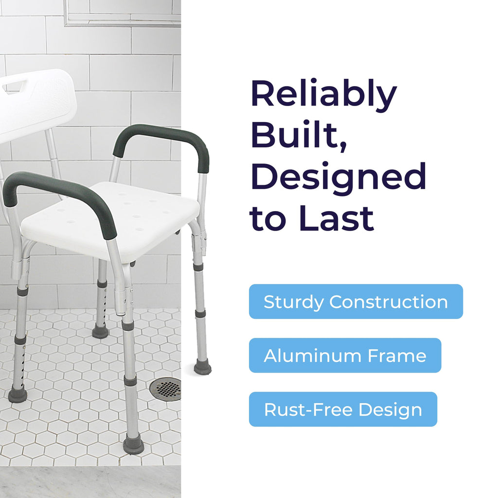 White Shower Chair with Back and Padded Arms T21805