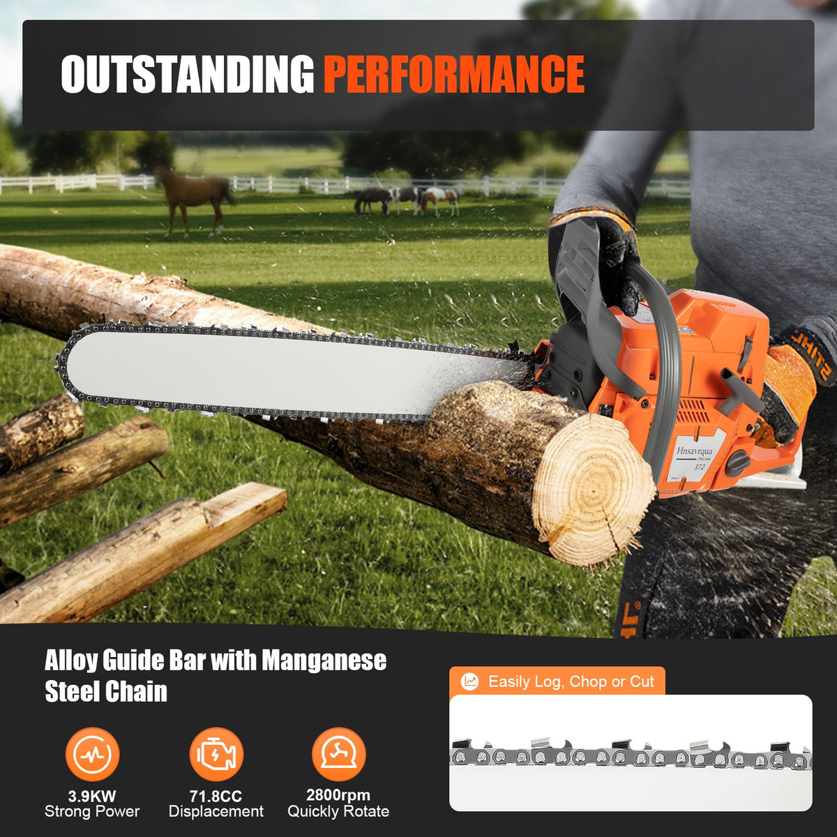 72CC Gas Chainsaw 2 Stroke 24'' Guide Board P101