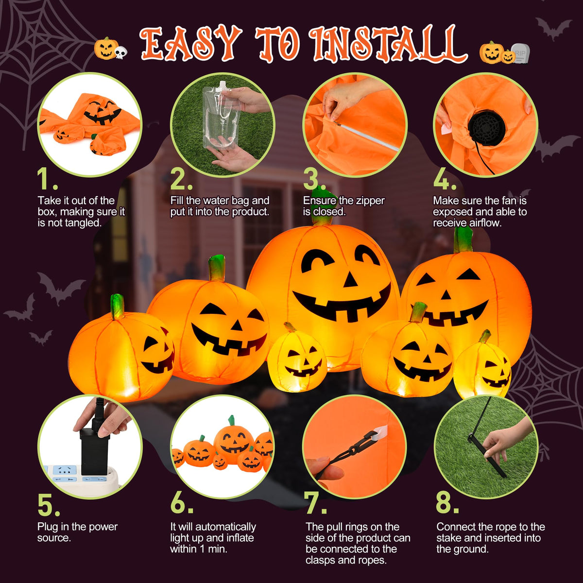 7.5FT Halloween Inflatables Outdoor Decorations Pumpkin V198065