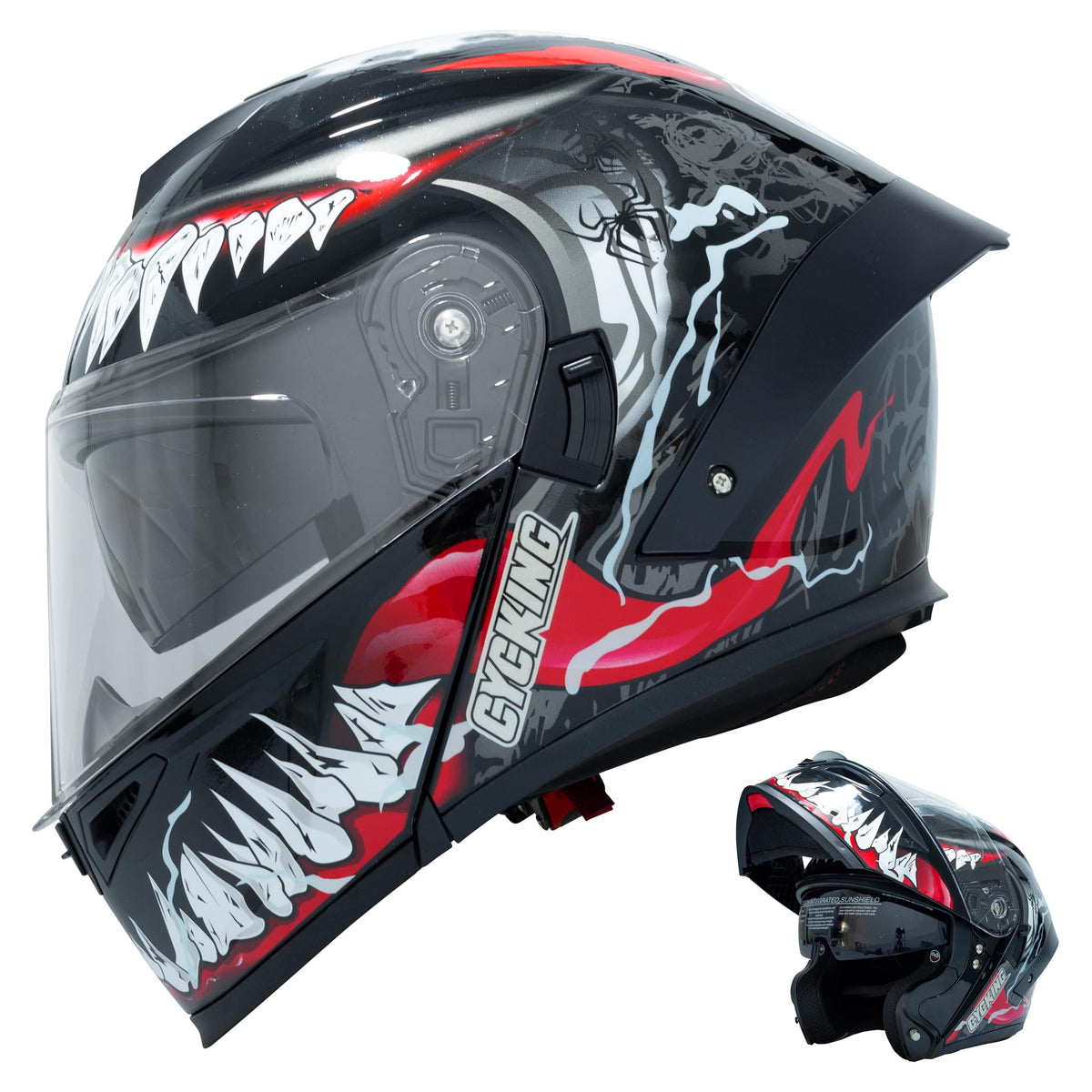 Modular Flip Up Full Face Motorcycle Helmet with Dual Visor Y449548