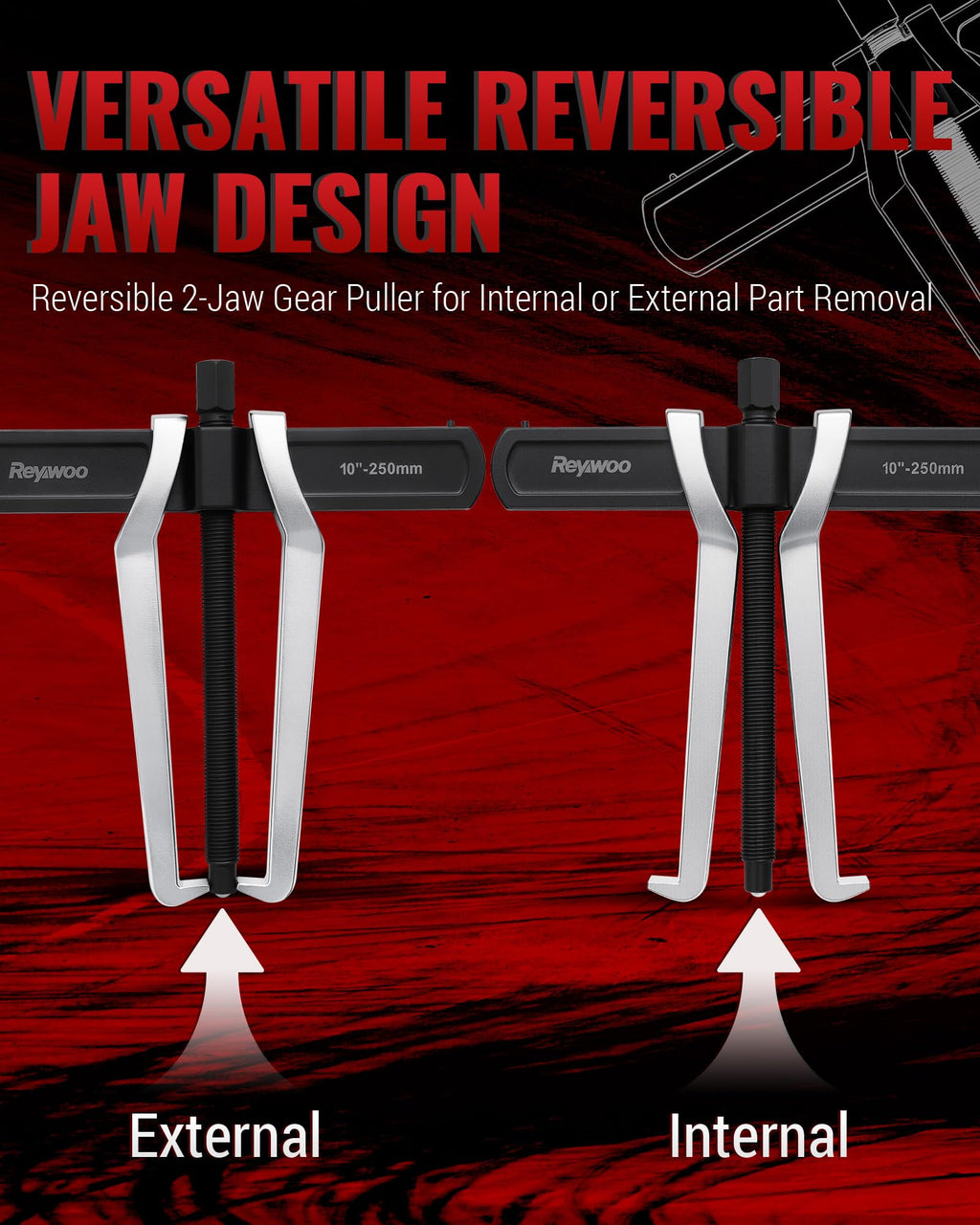 2-Jaw Gear Puller Set, 2 Pack Heavy-Duty Bearing, Flywheel, Pulley and Gear Remover Tool Z142