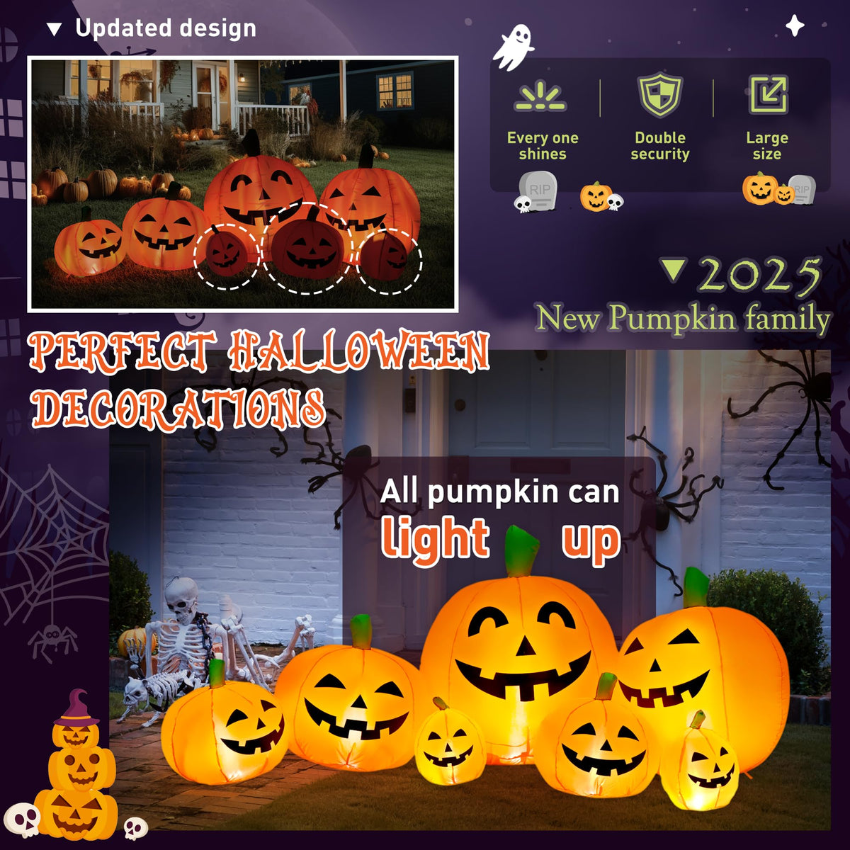 7.5FT Halloween Inflatables Outdoor Decorations Pumpkin V198065