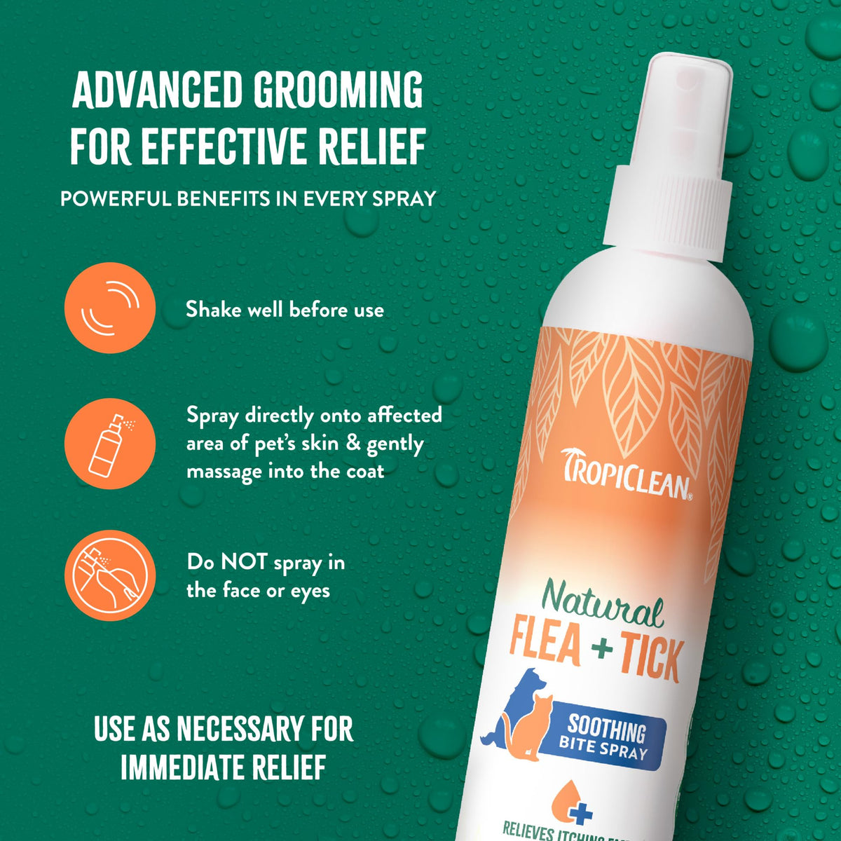 Flea and Tick Bite Relief Treatment Spray for Dogs & Cats, 8oz T3453