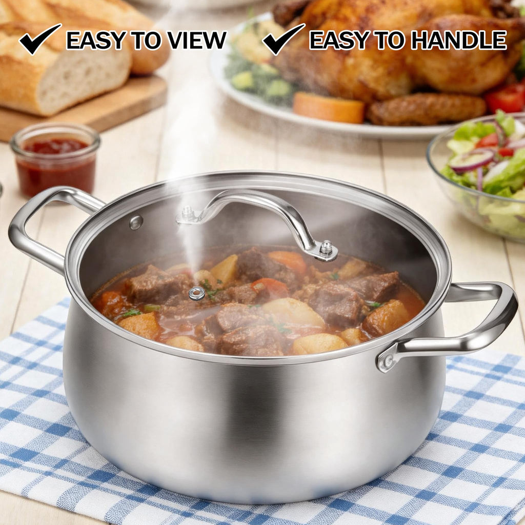8QT Tri-Ply Stainless Steel Stock Pot with Lid L128629