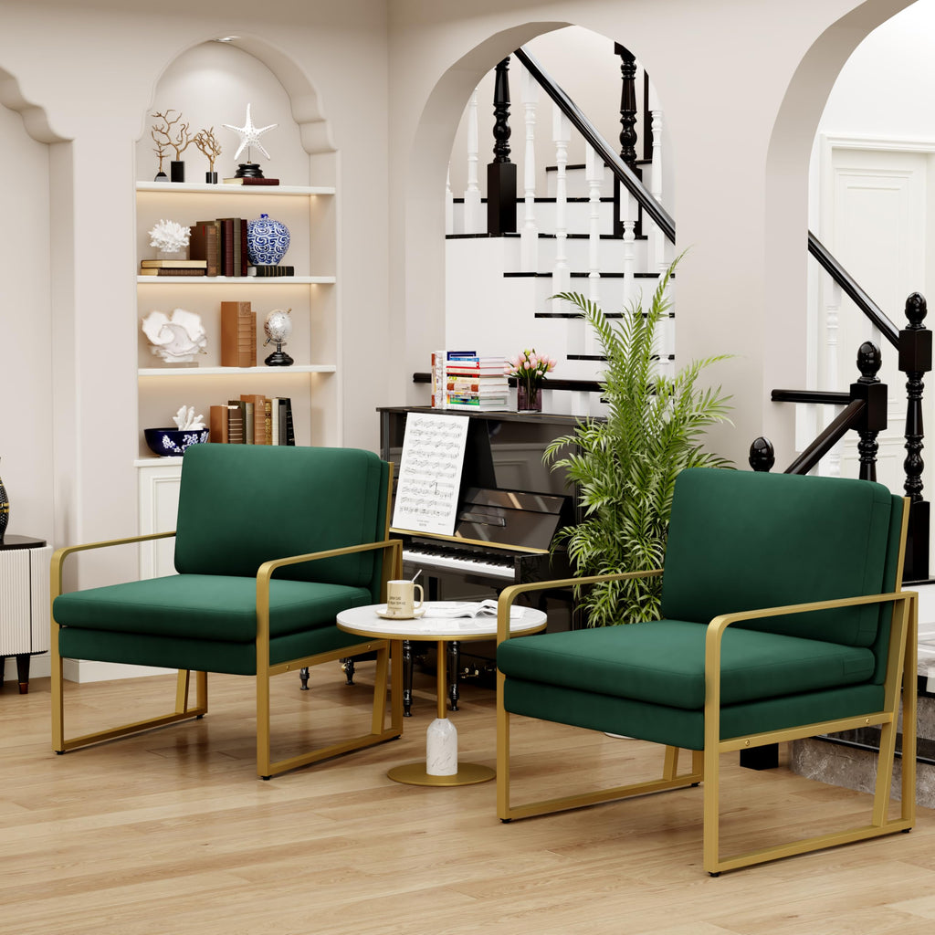 Velvet Accent Chair Set of 2 Green A831825