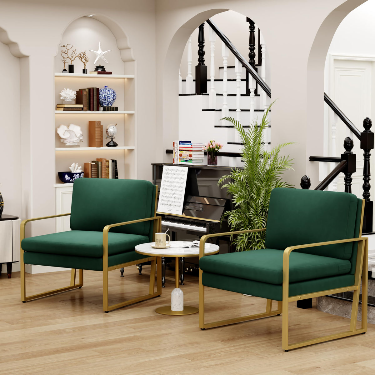 Velvet Accent Chair Set of 2 Green A831825