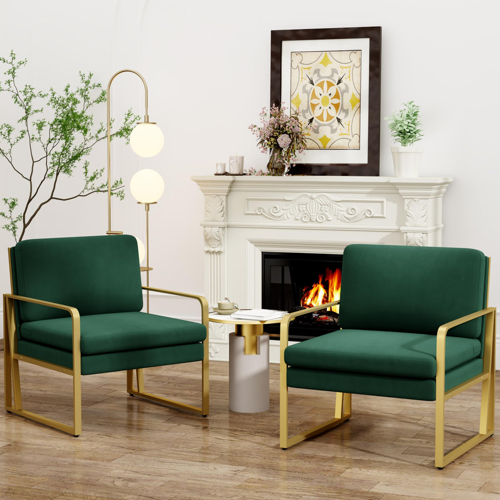 Velvet Accent Chair Set of 2 Green A831825