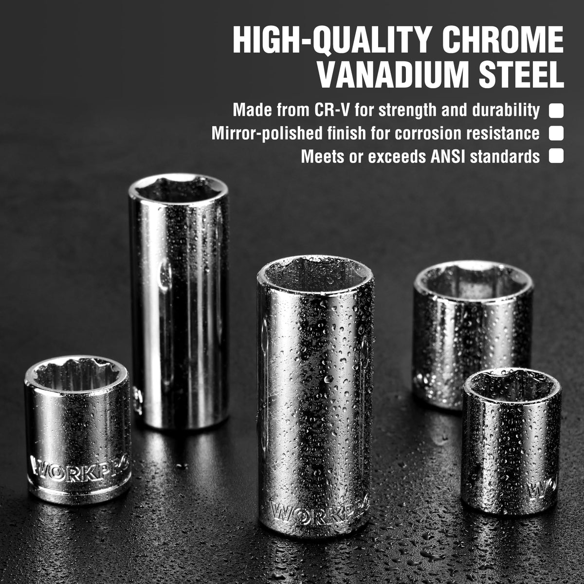 450-Piece Drive Socket Set 1/2" 1/4" 3/8" CR-V Metric and Imperial with Quick-Release Ratchet Wrench F89187