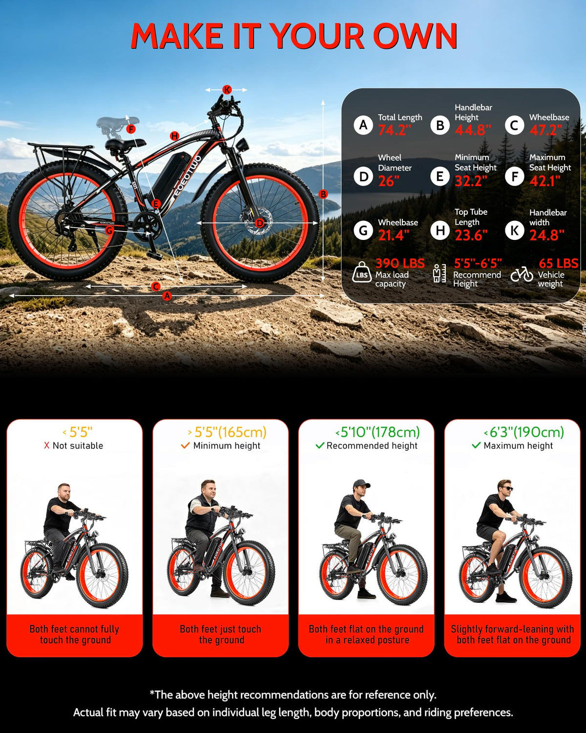26" Fat Tire Electric Bike F30472