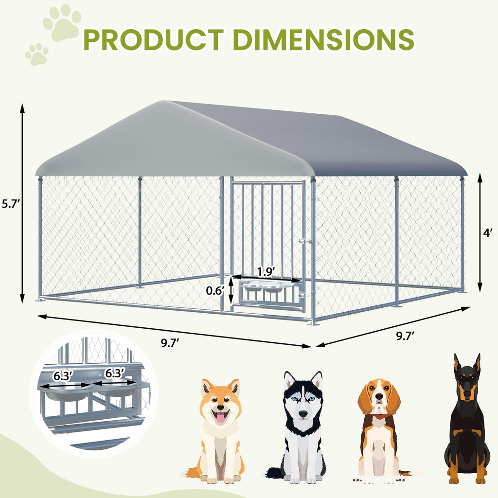 10FT x 10FT Outdoor Dog Kennel with Roof U1578