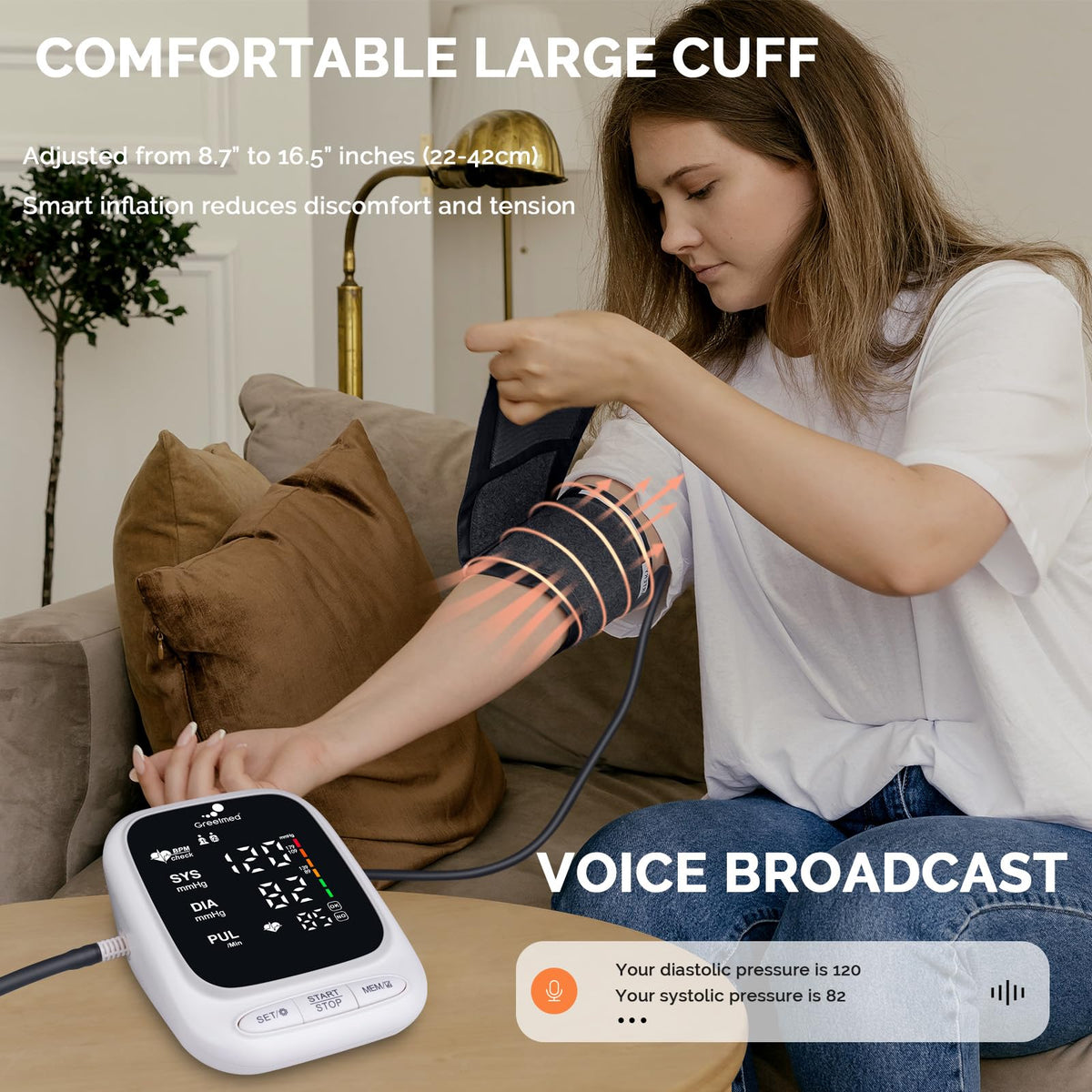 Automatic Upper Arm Blood Pressure Monitor with Adjustable 8.7"-16.5" Cuff O41262