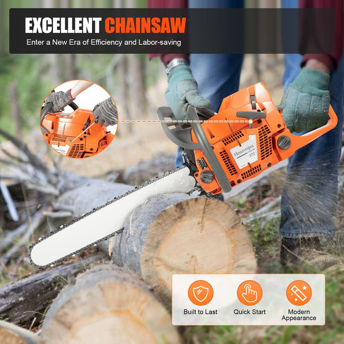 72CC Gas Chainsaw 2 Stroke 24'' Guide Board P101